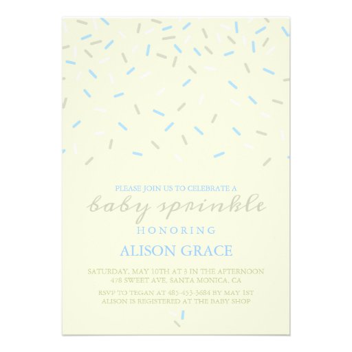 Modern Cream & Blue Baby Sprinkle Invitation