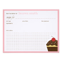 Modern Cupcake Personalized Recipe Cards Announcement