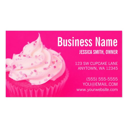 Modern Cupcake Sprinkles Hot Pink Business Card Templates (front side)