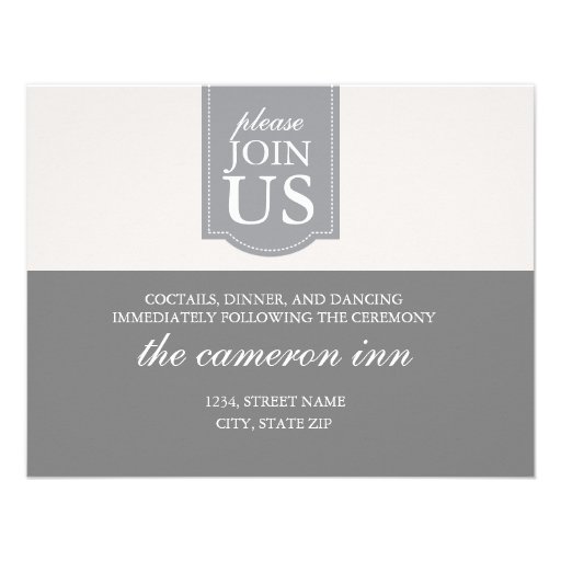 Modern custom ribbon wedding reception card