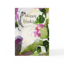 birthday, cards, modern, designs, abstract, organic, watercolor, artsy, ginette, customizable cards, gree, floral, business, Card with custom graphic design