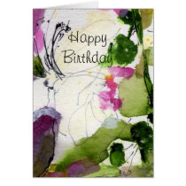 birthday, cards, modern, designs, abstract, organic, watercolor, artsy, ginette, customizable cards, gree, floral, business, Cartão com design gráfico personalizado