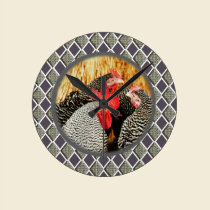 modern customizable chickens & diamonds wall clock wall clocks