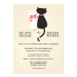 Modern Cute Cat Couple Monogram Wedding Invite