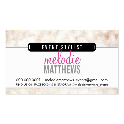 MODERN cute ethereal bokeh panel classy cream Business Card Template (front side)