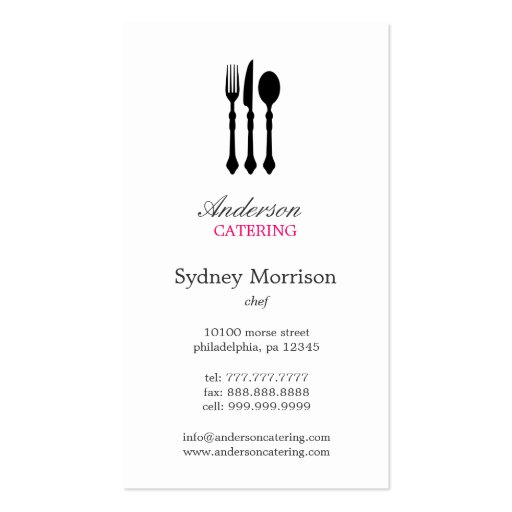 Modern Cutlery Business Card (front side)