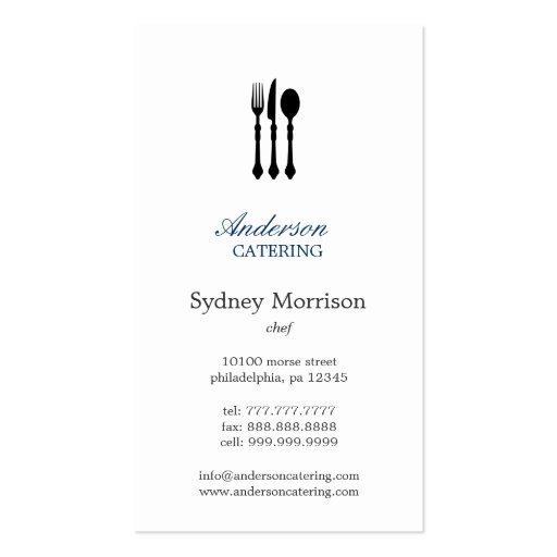Modern Cutlery Chef/Catering/Restaurant Business Card (front side)