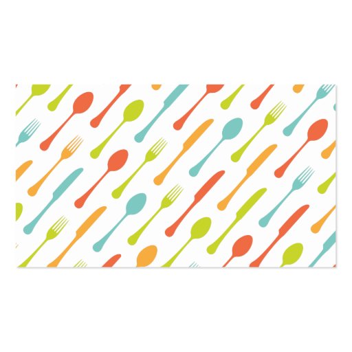 Modern cutlery pattern chef catering professional business card templates (front side)