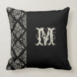 Modern Damask Hand Painted Monogrammed Decor Pillow