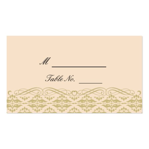 Modern Damask in Ivory Gold Wedding Place Cards Business Card Template (front side)