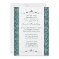 Modern Damask Quinceanera Invitations