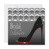 Modern Damask Stiletto Bridal Shower Invite