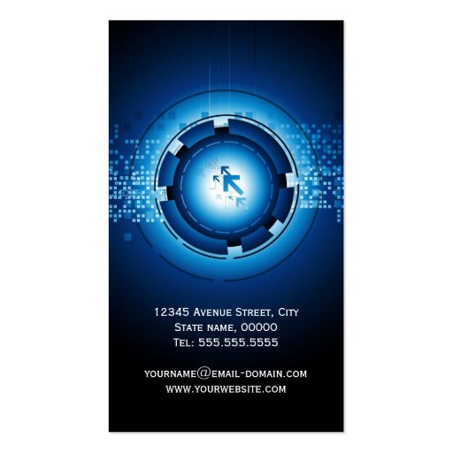Modern Dark Blue High Technology Business Card Templates (back side)