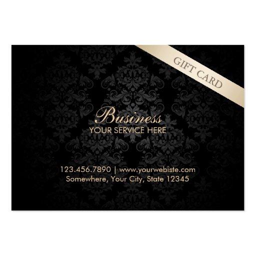 Modern Dark Damask Chubby Gift Certificates Business Cards (front side)