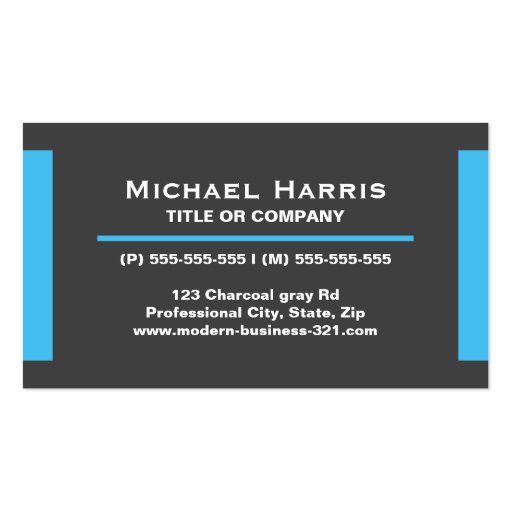 Modern dark gray and blue business card