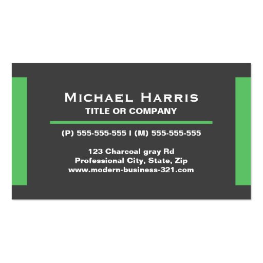 Modern dark gray and green business card