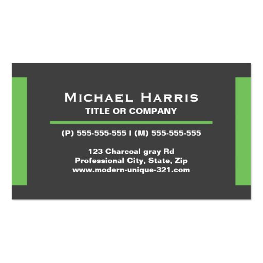 Modern dark gray and green business card (front side)