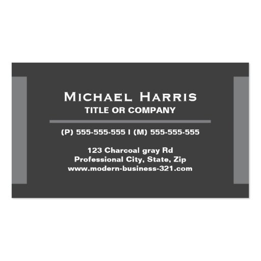 Modern dark gray and lighter gray business card (front side)