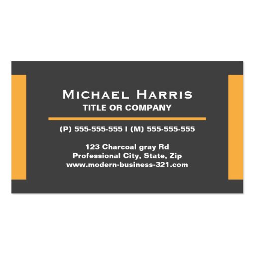 Modern dark gray and orange business card