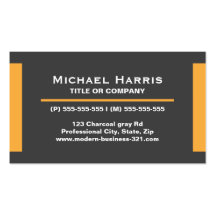 Modern dark gray and orange business card