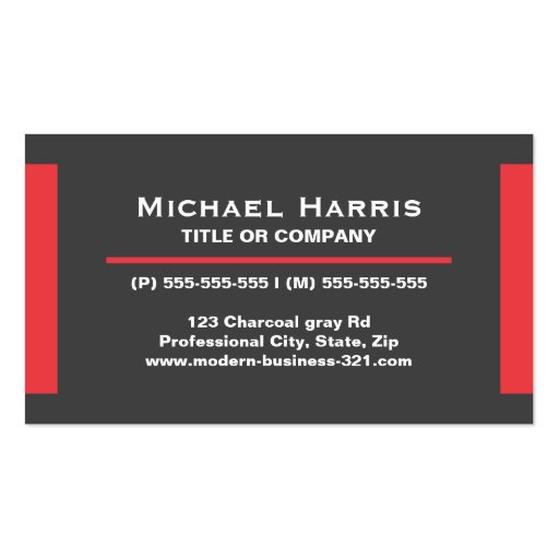Modern dark gray and red business card