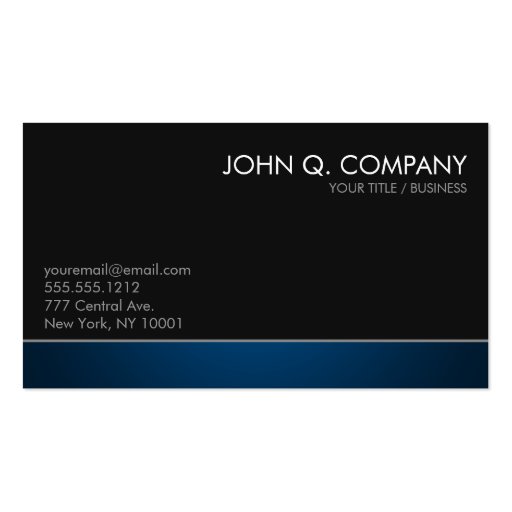 Modern Dark Professional Business Card - Blue (front side)