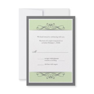Modern Decorative Wedding (Vertical) Reply Card invitation