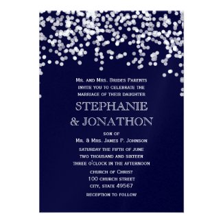 Modern Deep Navy Shooting Stars Wedding Invitation