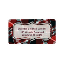 Modern Deep Red Grey Abstract Address Labels