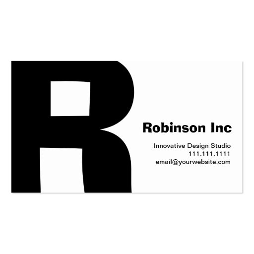 Modern Design Big Retro R-Monogram Reversable Business Card Template