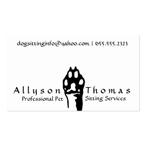 Modern Dog Eyes and Paw Business Card Template (back side)