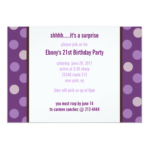 Modern Dot PURPLE 5x7 Party Template Invitation Zazzle