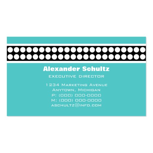 Modern Dots Business Card, Turquoise (back side)