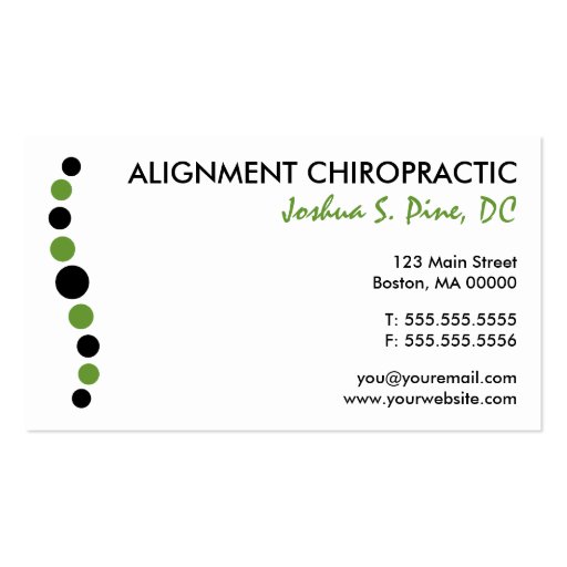 Modern Dots Chiropractic Business Card (front side)