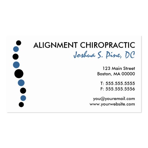 Modern Dots Chiropractic Business Cards (front side)