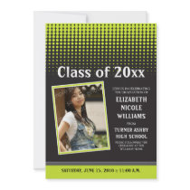 Modern Dots Graduation Announcement (lime) invitations by GraduateShoppe Modern Dots Graduation Announcement (lime) invitations
