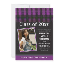 Modern Dots Graduation Announcement (purple) invitations by GraduateShoppe Modern Dots Graduation Announcement (purple) invitations