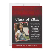 Modern Dots Graduation Announcement (red)