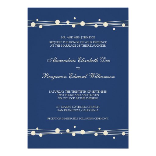 Modern Dots & Straw Wedding Invitation (navy)