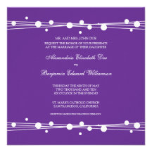 Modern Dots & Straw Wedding Invitation (purple)