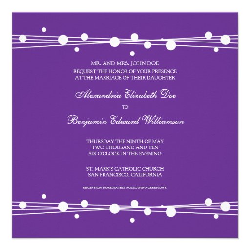 Modern Dots & Straw Wedding Invitation (purple)
