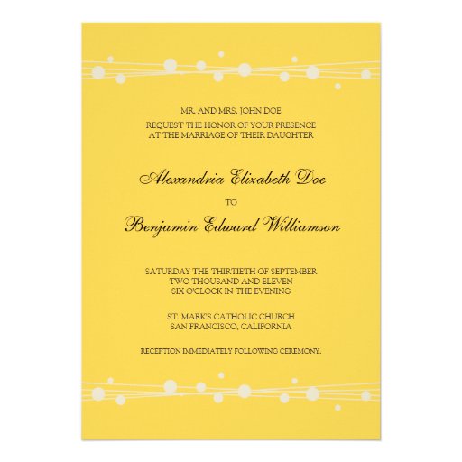 Modern Dots & Straw Wedding Invitation (yellow)