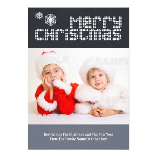 Modern Dotted Text Christmas Photo Template Personalized Invites
