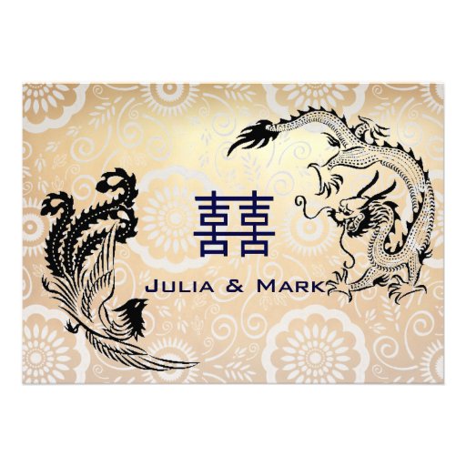 Modern Dragon-Phoenix Chinese Wedding Invitation (front side)