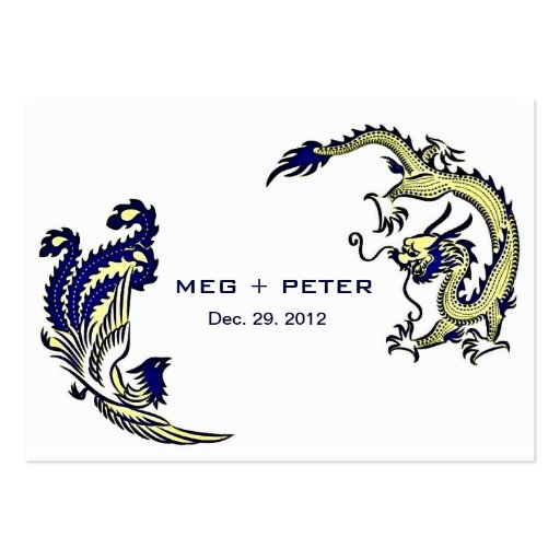 Modern Dragon-Phoenix Chinese Wedding RSVP Business Card Templates (front side)