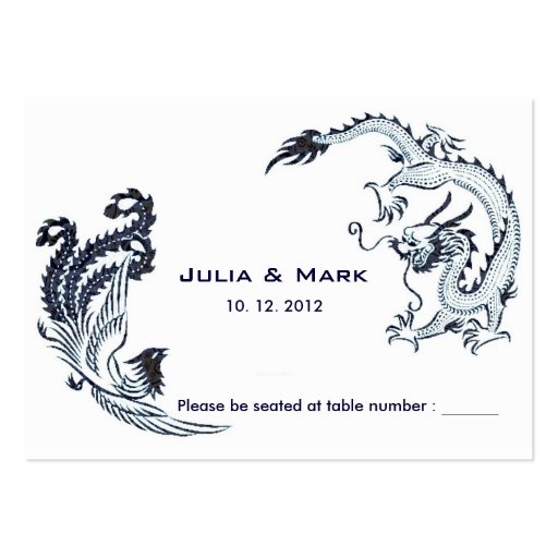 Modern Dragon-Phoenix Chinese Wedding Table Card 2 Business Card Template