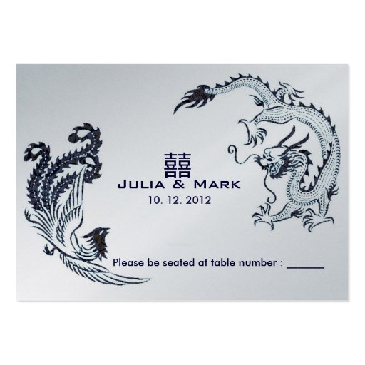 Modern Dragon-Phoenix Chinese Wedding Table Card l Business Card Templates (front side)