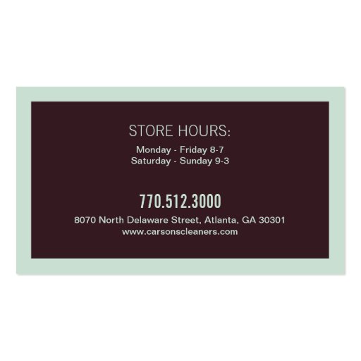 Modern Dry Cleaning Business Card (back side)