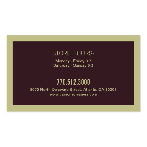 Modern Dry Cleaning Business Card Business Card Templates (back side)