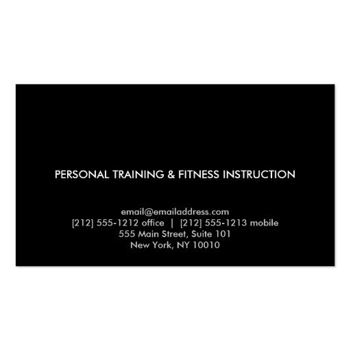 MODERN DUMBBELL LOGO FOR PERSONAL TRAINER, FITNESS BUSINESS CARD TEMPLATE (back side)